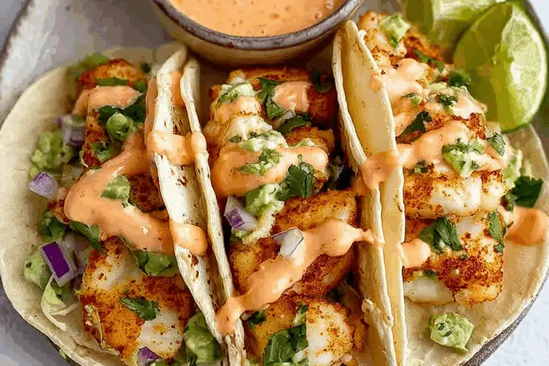 Zesty Fish Tacos with Spicy Sriracha Lime Sauce
