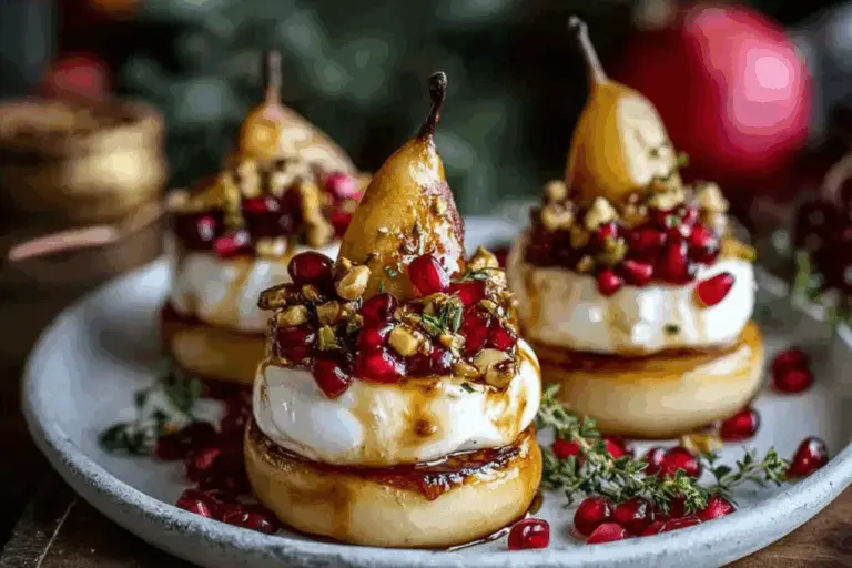 Golden Caramelized Pear Burrata Towers