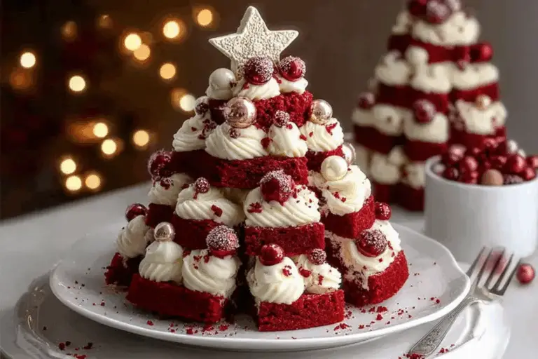 Festive Red Velvet Christmas Tree Cake