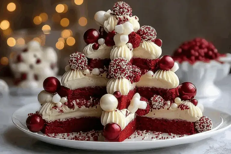 Festive Red Velvet Christmas Tree Cake
