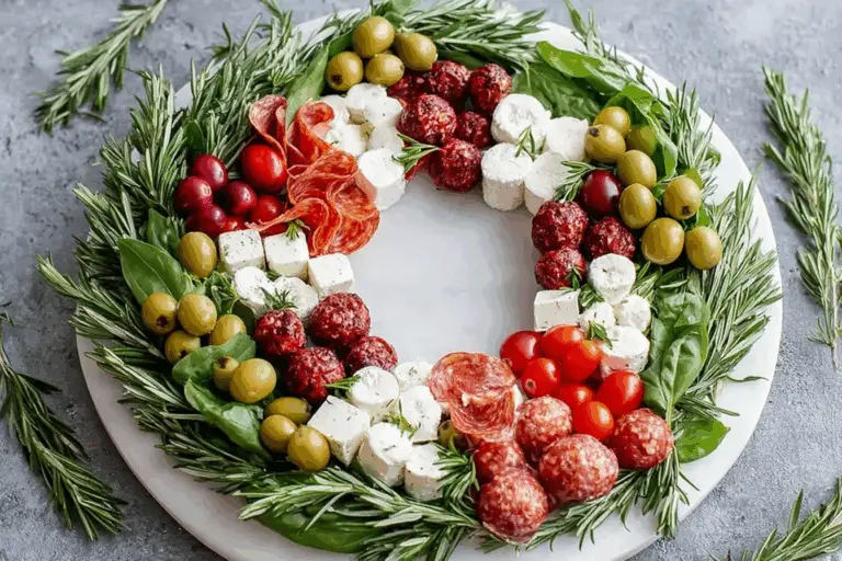 Christmas Wreath with Cranberry-Coated Goat Cheese Balls