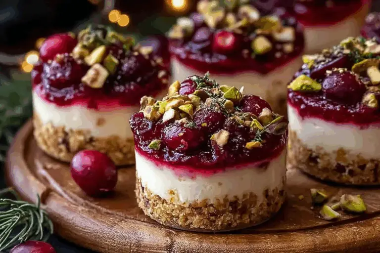 Savory Cranberry Pistachio Cheesecake Cups