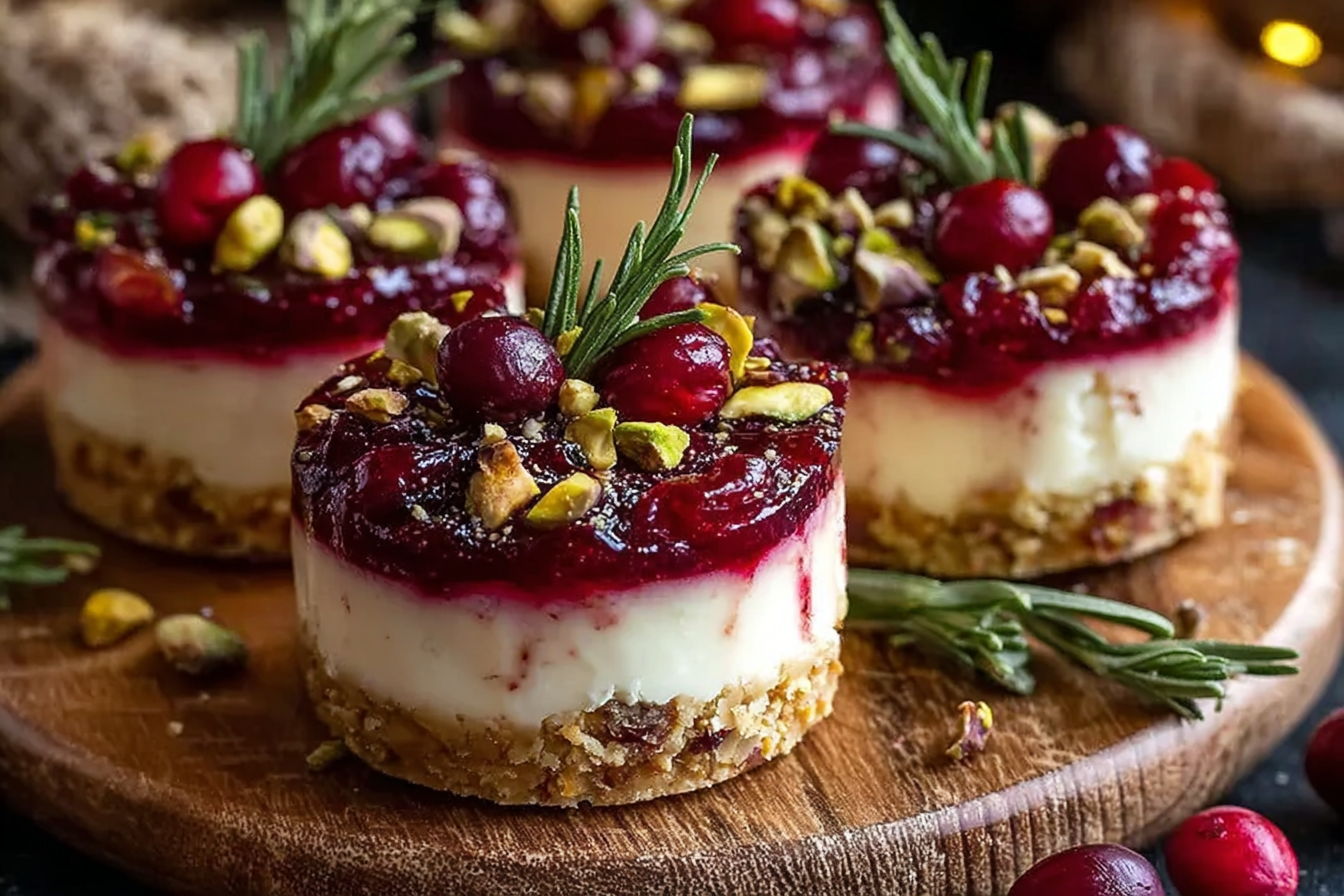 Savory Cranberry Pistachio Cheesecake Cups