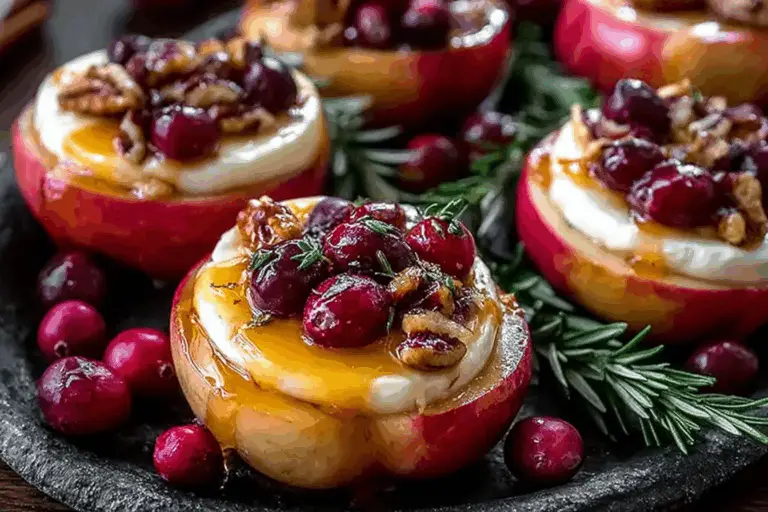 Roasted Apples with Brie, Honey, and Cranberries