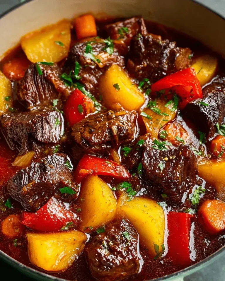 Slow Simmered Tomato Soy Braised Beef with Vegetables