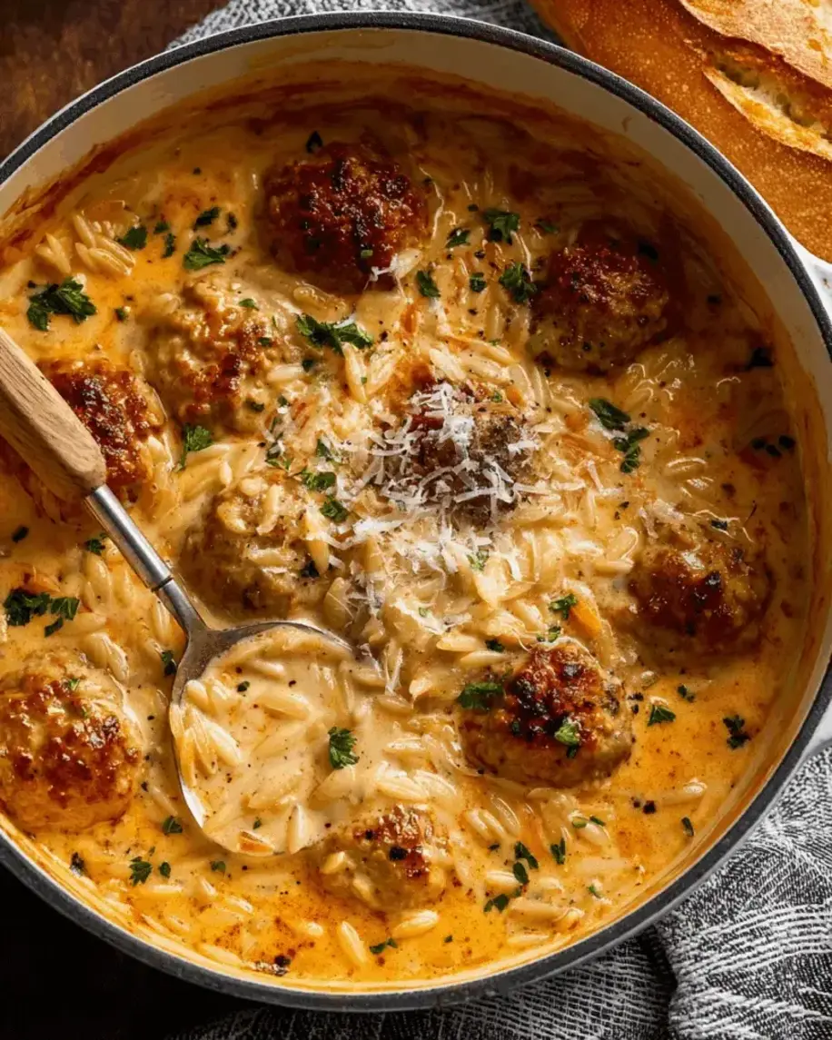 Creamy Chicken Meatball and Orzo Soup Recipe
