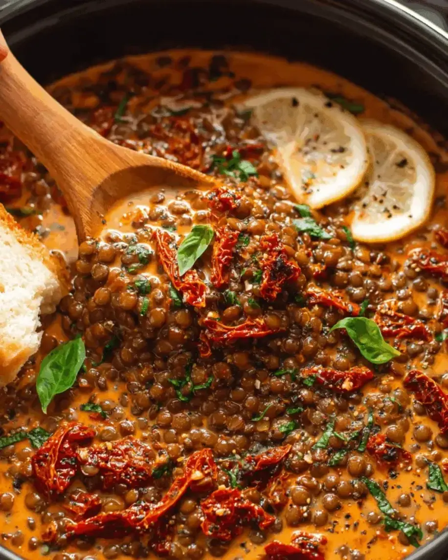 Creamy Sun Dried Tomato Lentils A Hearty One Pan Vegetarian Dinner