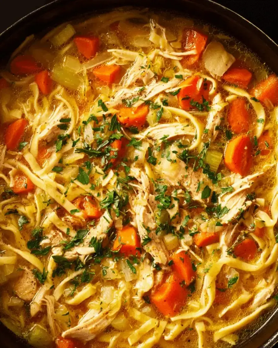 Golden Chicken Noodle Soup with Saffron A Bowl of Comfort and Sunshine