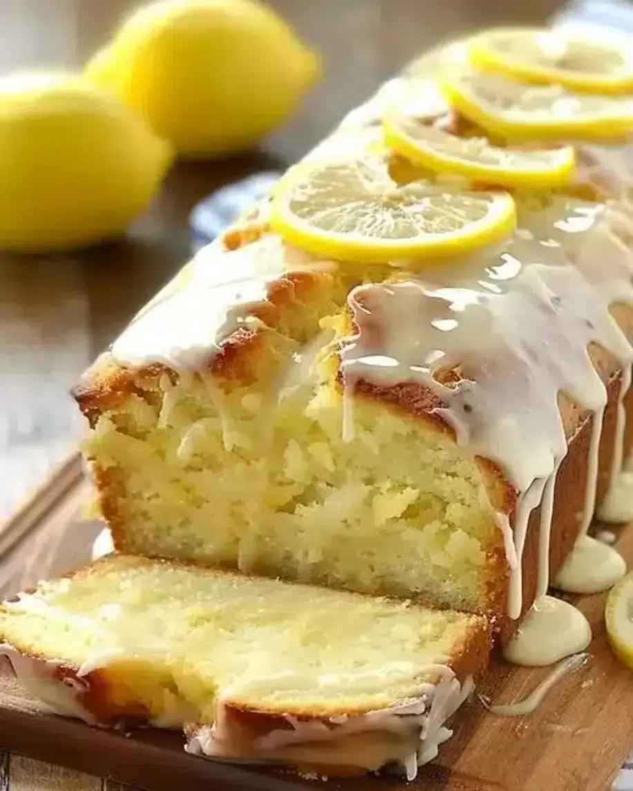Fresh ingredients for lemon glaze cake, showcasing lemons, flour, and sugar on a wooden countertop