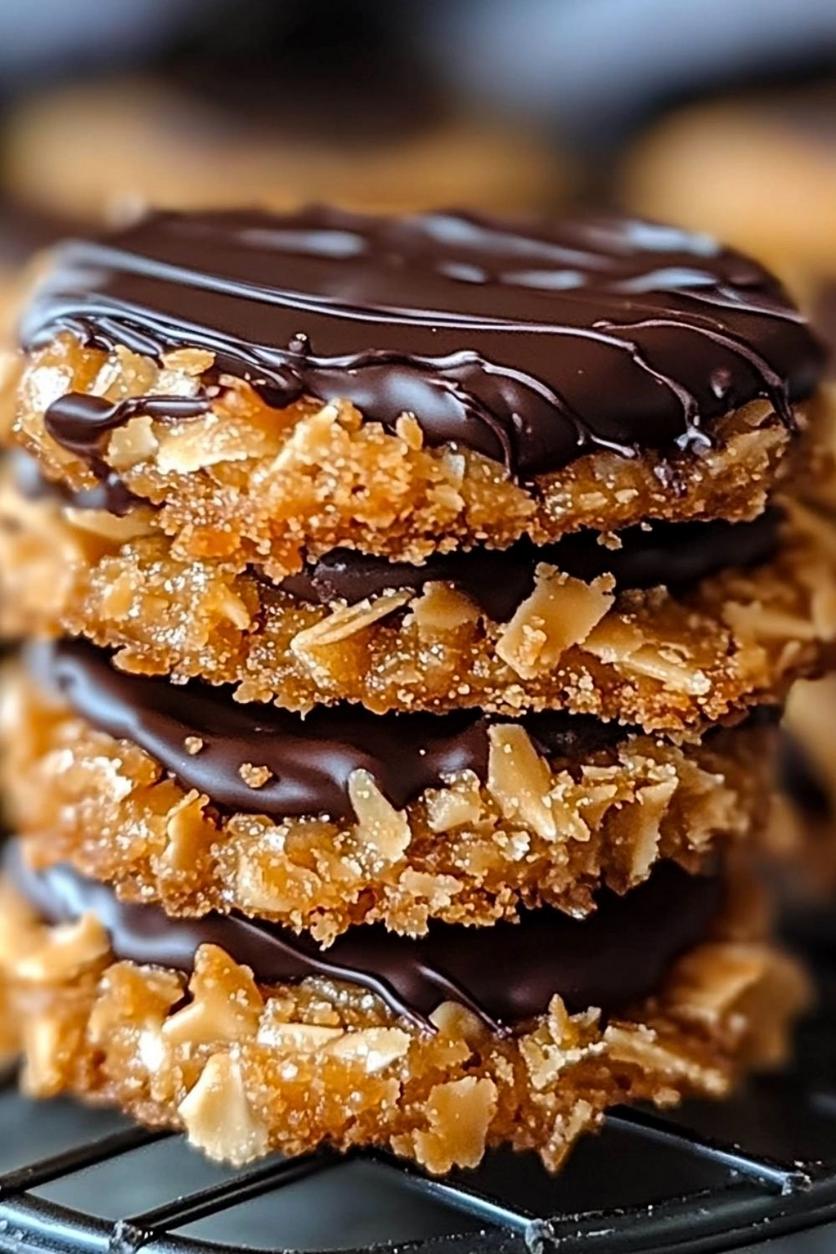 Homemade Samoas Girl Scout Cookies close-up