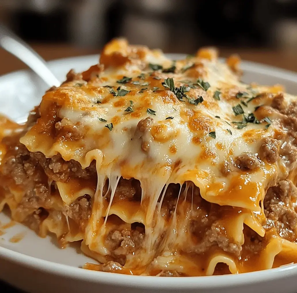 A close-up of the baked Amish Country Casserole, showing golden cheese topping and steaming layers.