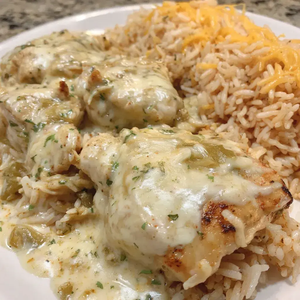 Sizzling chicken strips marinating in spices, ready for cheesy arroz con pollo.