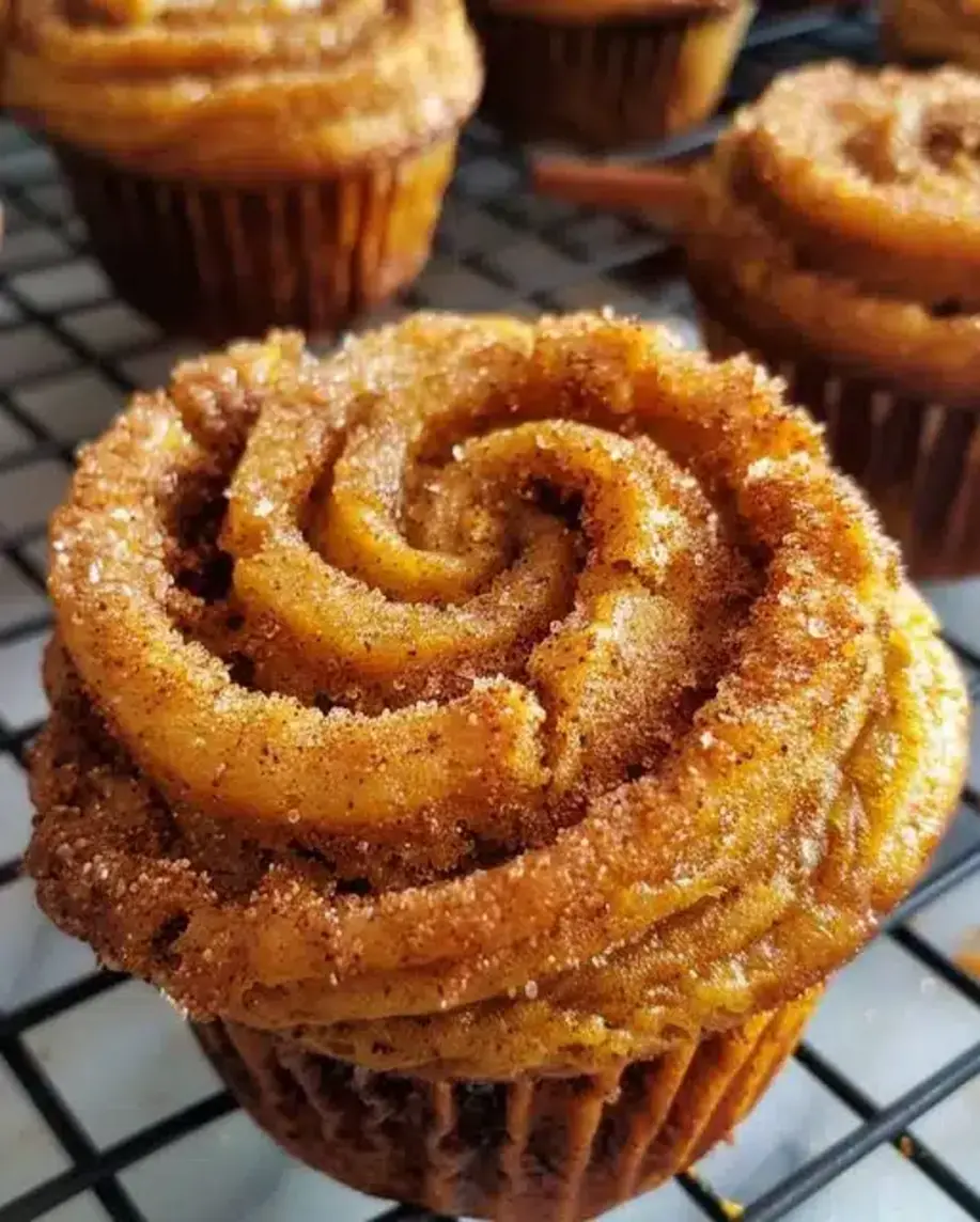 Cross-section view of Cinnamon Sugar Swirl Muffins showing the delicious swirl inside