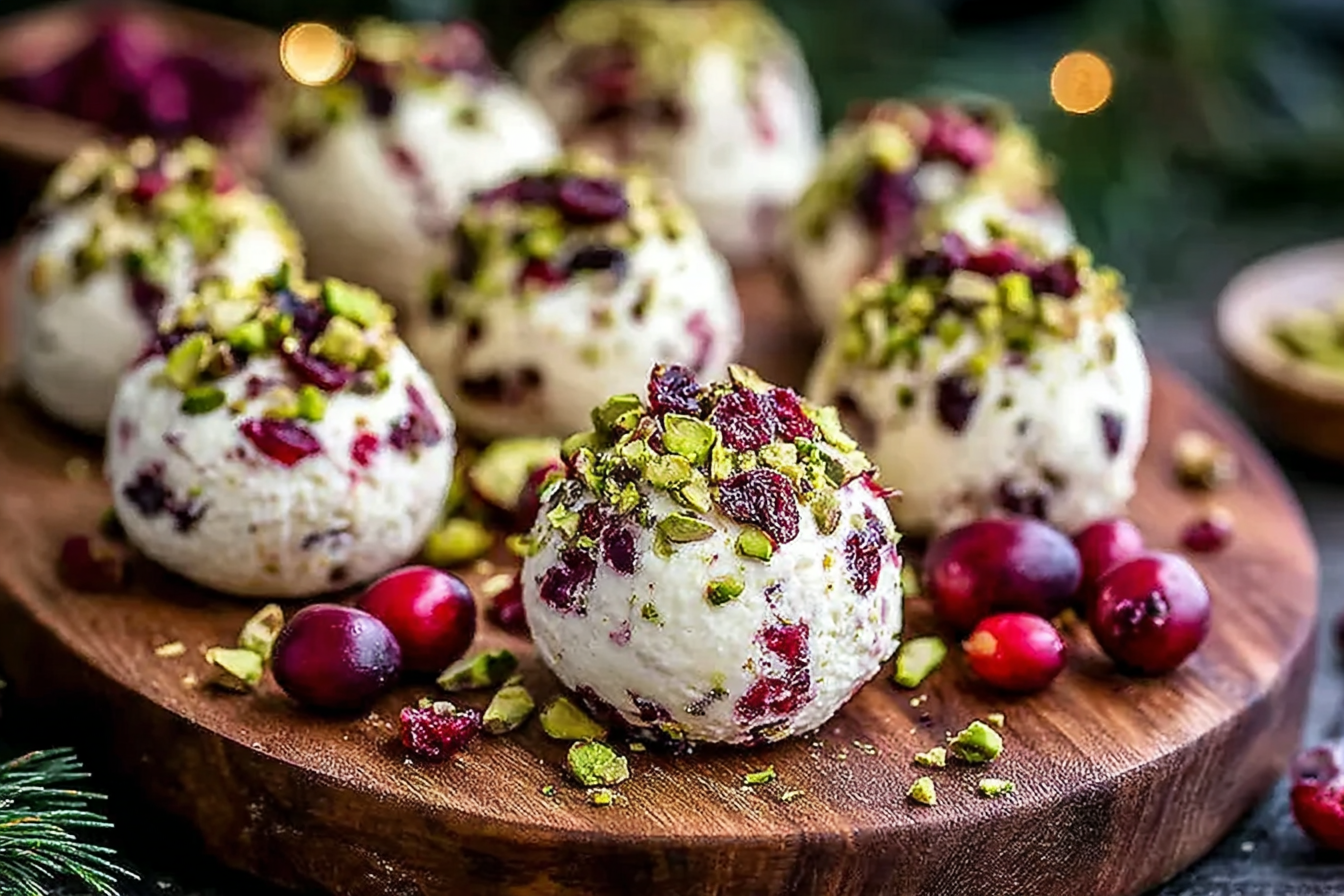 Cranberry Pistachio Goat Cheese Ornaments