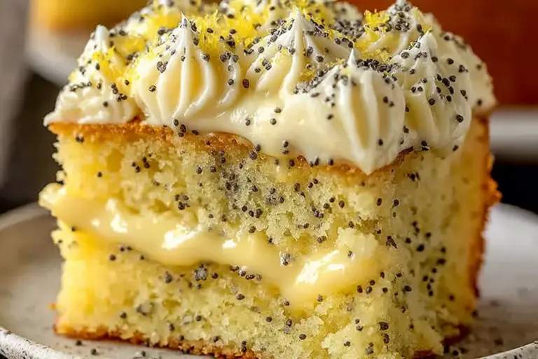 Homemade Lemon Poppy Seed Pudding Cake