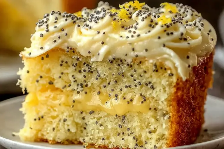 Homemade Lemon Poppy Seed Pudding Cake