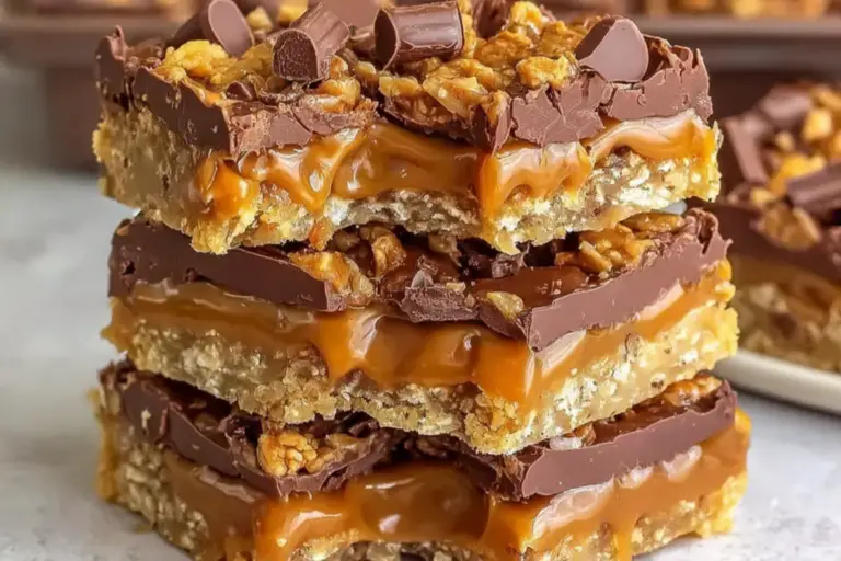 Gooey Caramel Chocolate Crunch Bars
