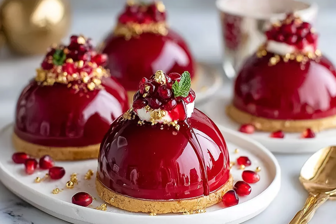 Glossy Pomegranate Mousse Domes