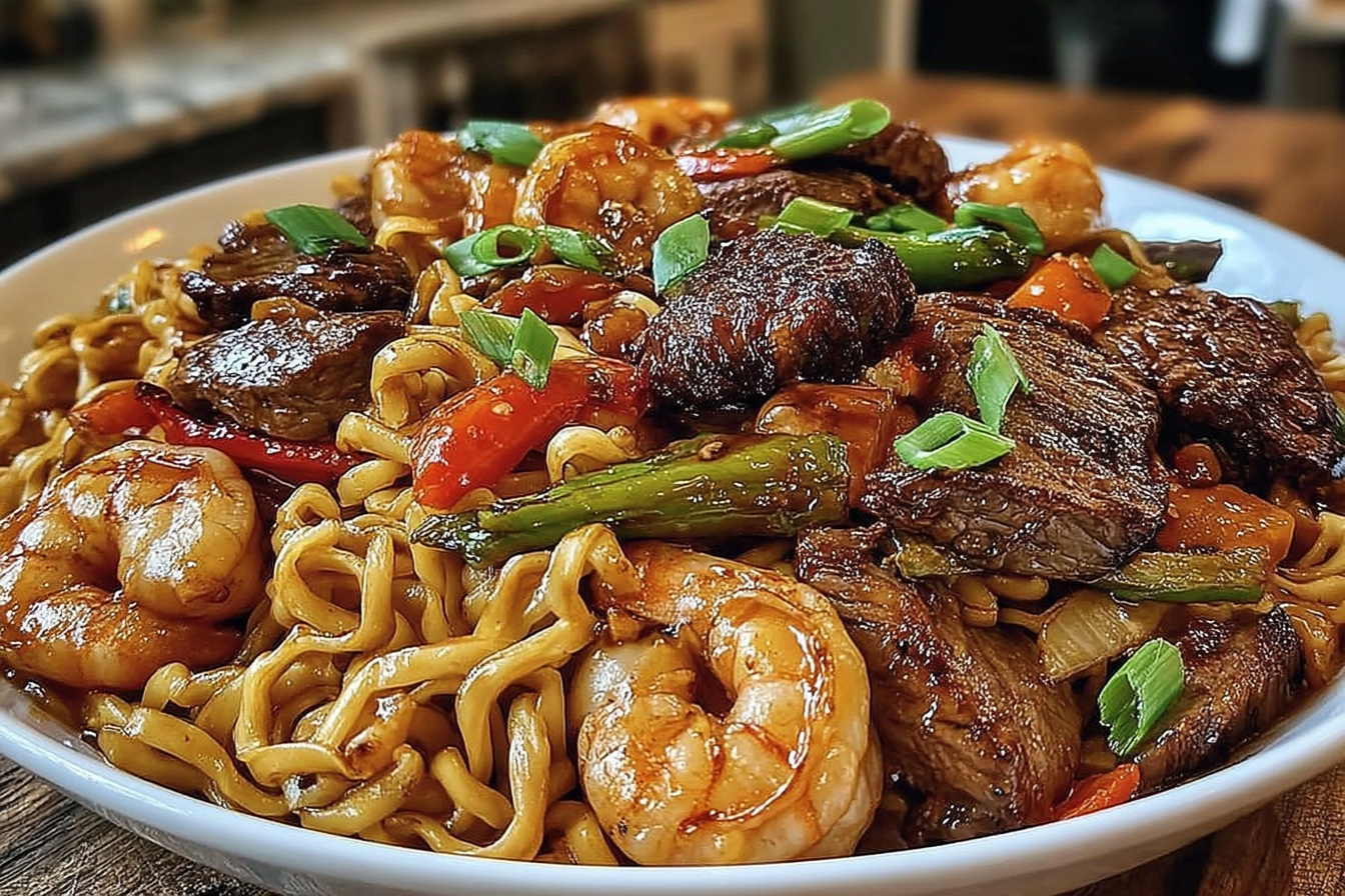 STEAK SHRIMP STIR-FRIED NOODLES