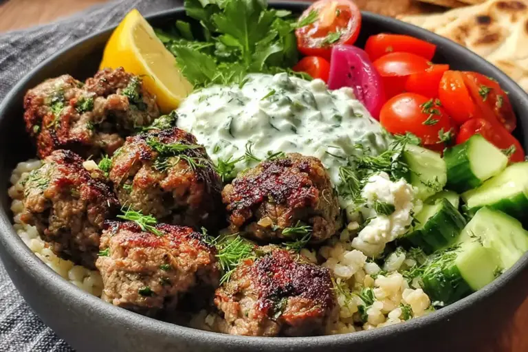Wholesome Aussie Mediterranean Lamb Bowls with Pickled Beets Creamy Tzatziki