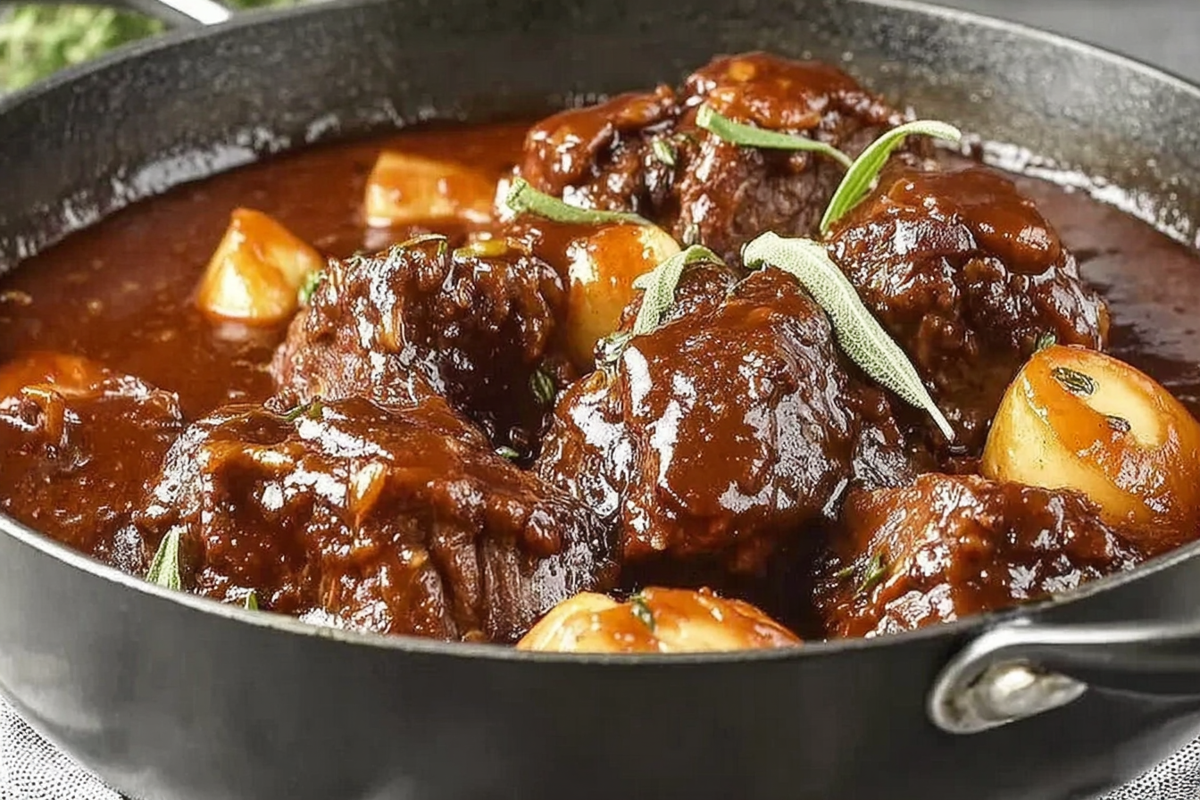 Tender Pork Shoulder with Caramelized Apples, Sage Rich Pan Gravy