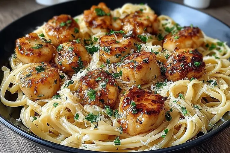 Garlic Butter Scallops with Linguine