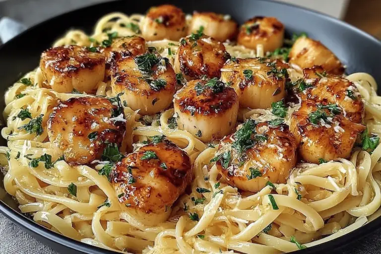 Garlic Butter Scallops with Linguine