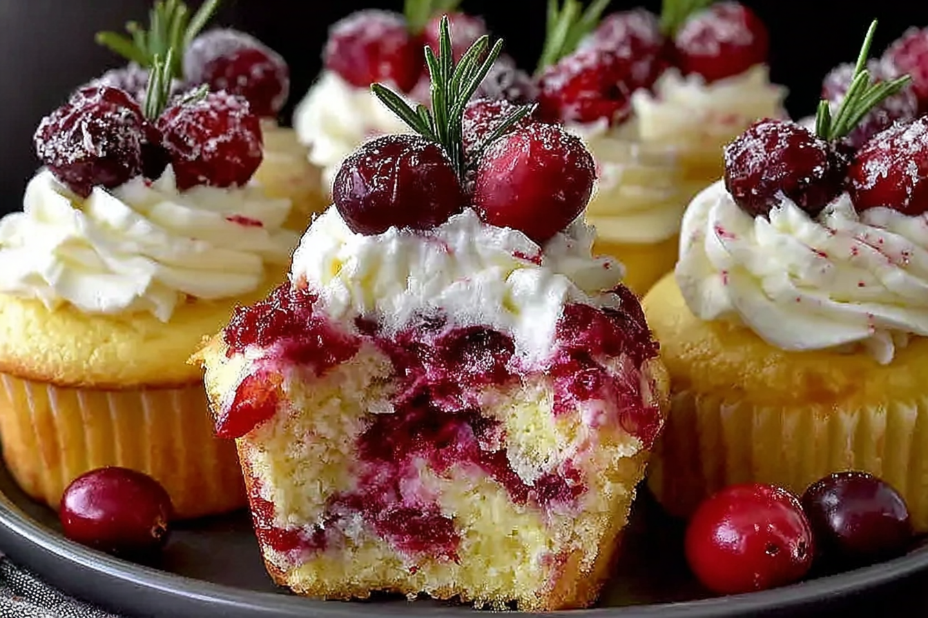Christmas Cranberry Cheesecake Cupcakes