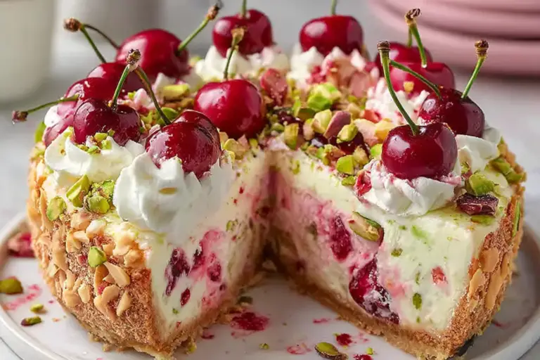 Luscious Lemon-Lime Cherry Pistachio Cheesecake