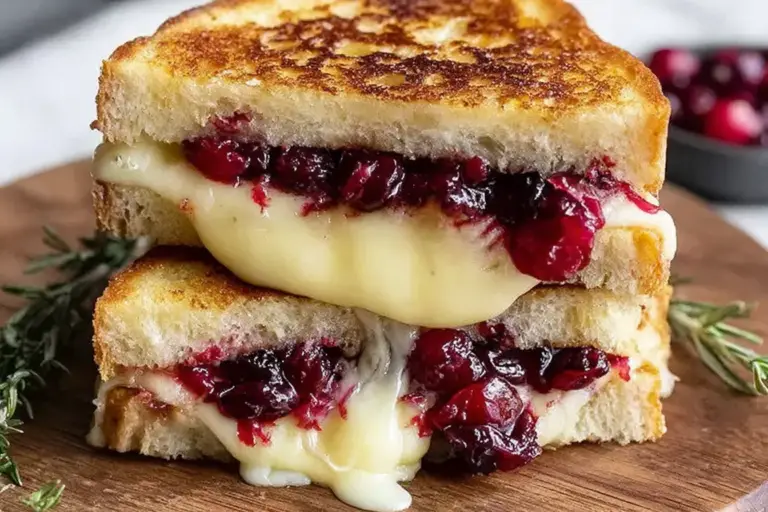 Gooey Cranberry Brie Mozzarella Grilled Sandwich