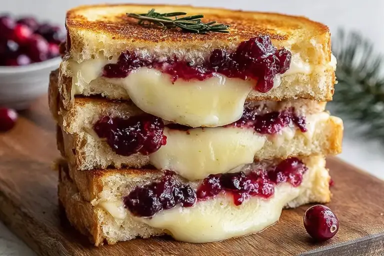 Gooey Cranberry Brie Mozzarella Grilled Sandwich