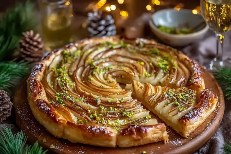 Pear Pistachio Holiday Tart