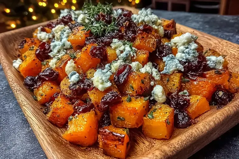 Caramelized Butternut Squash with Gorgonzola and Cranberry-Balsamic Glaze