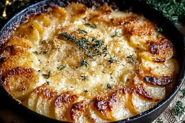 Crispy Parmesan and Gruyere Potato Gratin