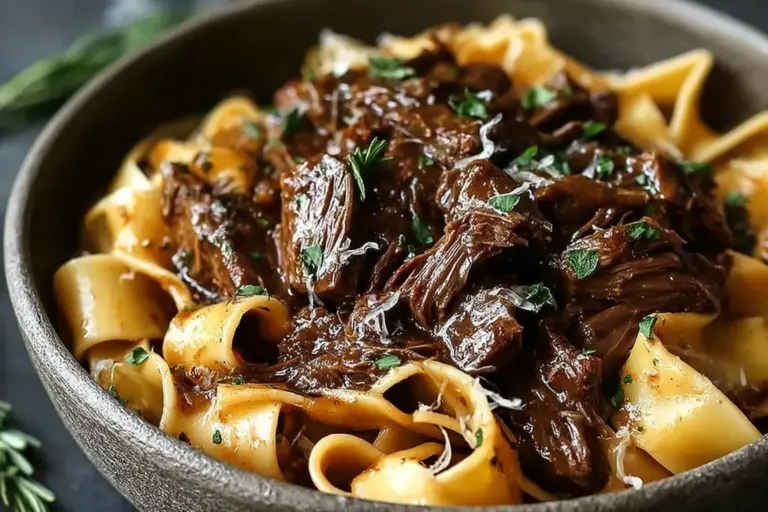 Rustic Pappardelle with Slow-Braised Beef and Herbs