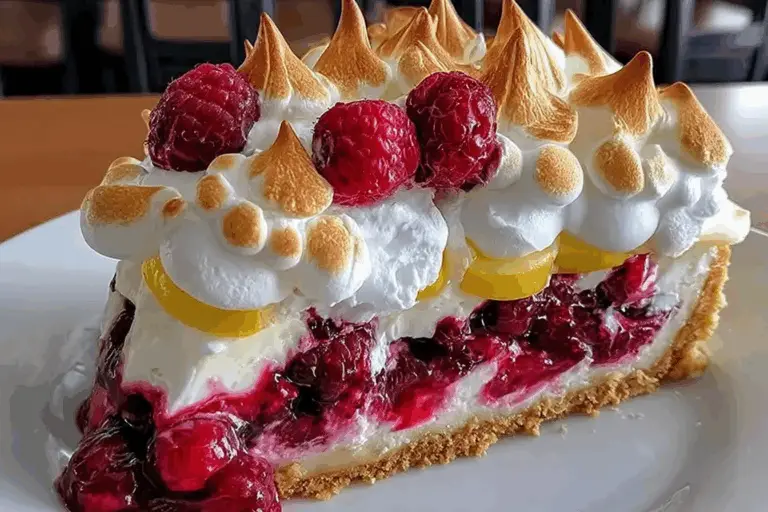 Heavenly Lemon Raspberry Meringue Cheesecake