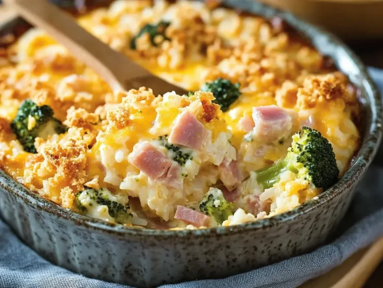 Easy Chicken Ham and Rice Casserole with Broccoli