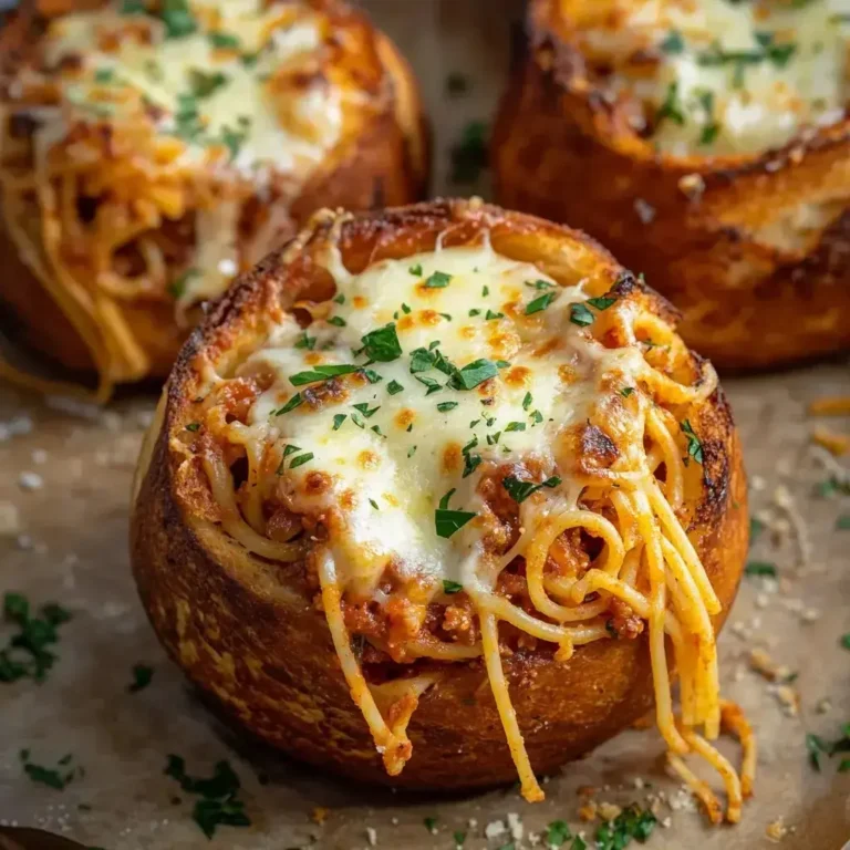 Spaghetti Garlic Bread Bowls