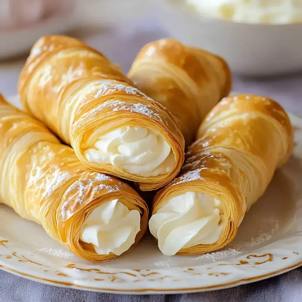 Cream Horns displayed on a serving platter, filled and ready to enjoy.