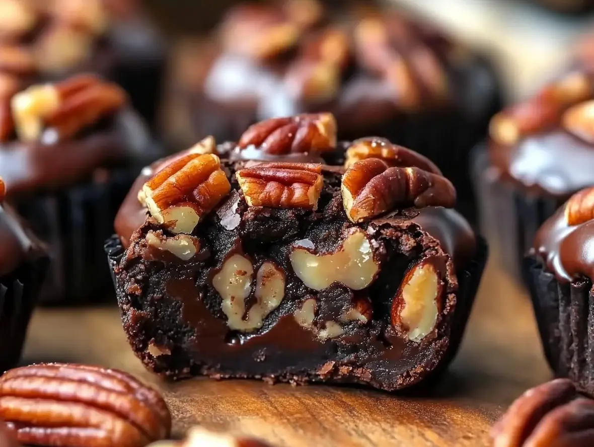 Finished Pecan Pie Brownie Bites ready to serve