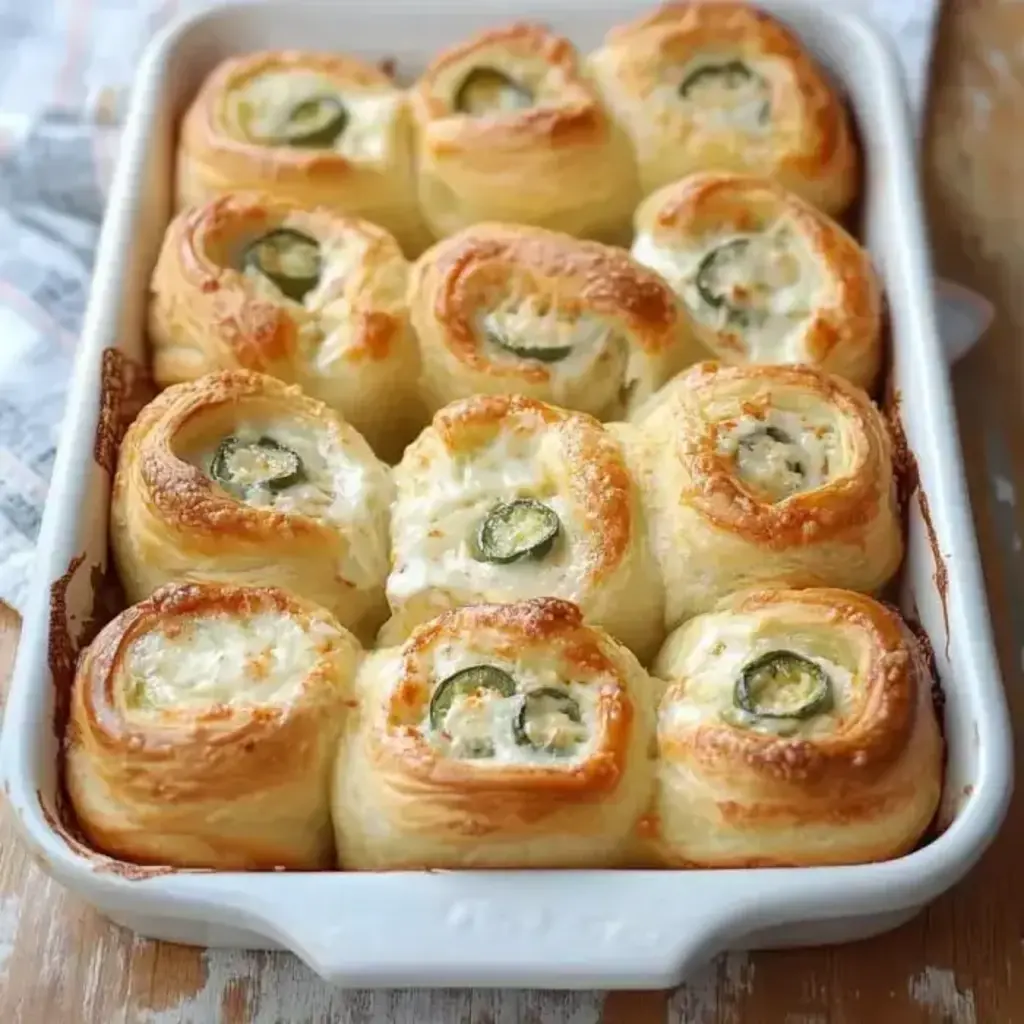 Platter of Creamy Jalapeno Popper Crescent Rolls served at a party with dipping sauces and other snacks