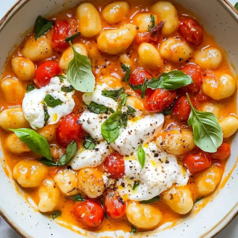 30 Minute Creamy Tomato Gnocchi with Burrata