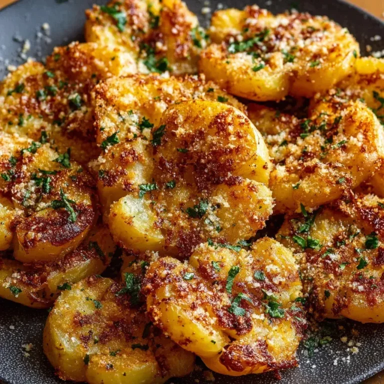 Crispy Garlic Butter Parmesan Smashed Potatoes