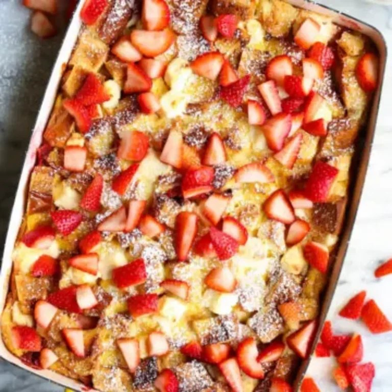 BAKED STRAWBERRIES AND CREAM FRENCH TOAST
