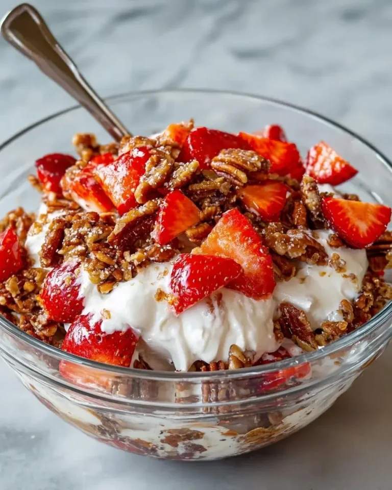 Easy Strawberry Crackle Salad with Crunchy Pretzel Topping