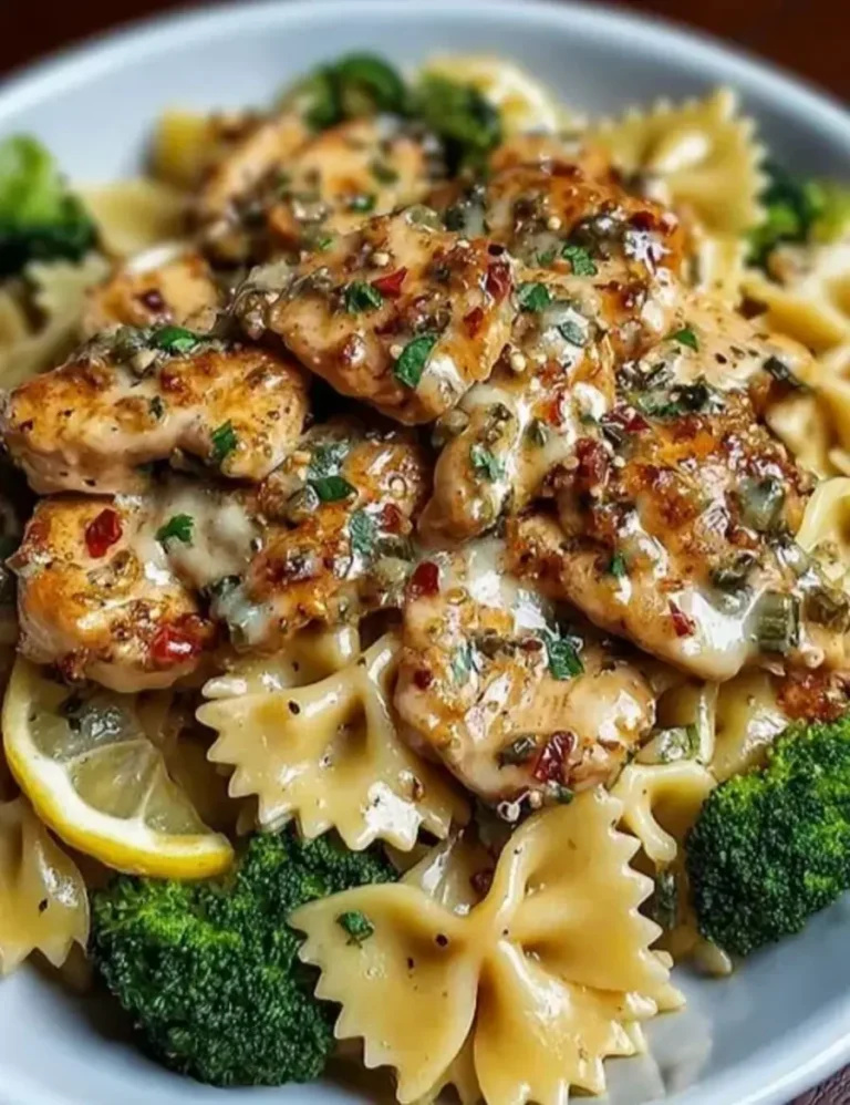 Cowboy Butter Lemon Bowtie Chicken Pasta with Broccoli for Dinner