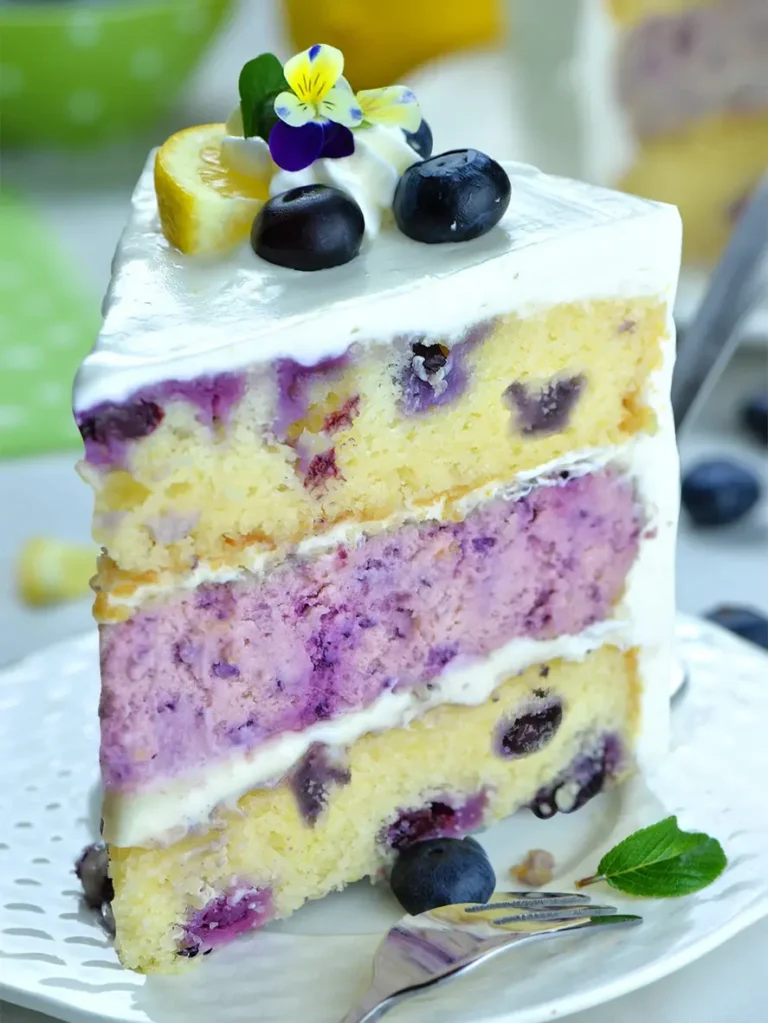 Lemon Blueberry Cheesecake Cake Recipe | OMG Chocolate Desserts