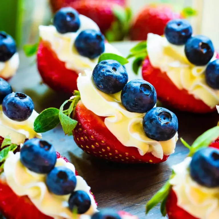 Red, White, and Blue Cheesecake Strawberries
