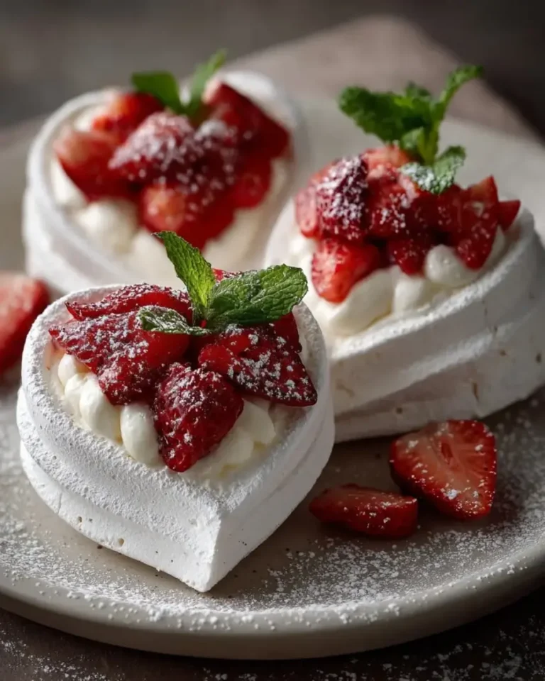 Simple Strawberry Lemon Velvet Pavlova Hearts Recipe