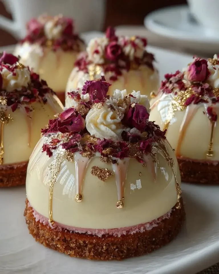 Stunning Velvet Vanilla Rose Dream Domes Gold Glaze